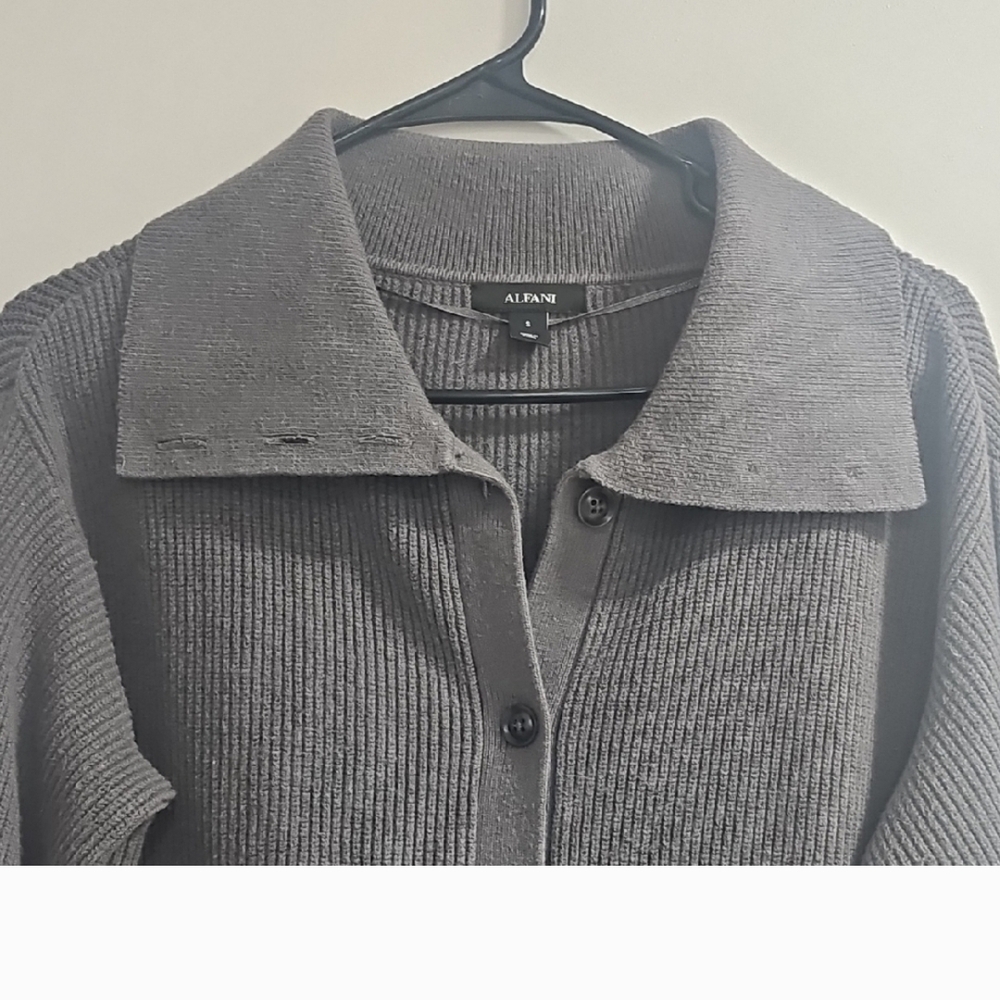 Alfani Gray Ribbed Cardigan